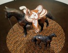 Vtg. 2 Metal Horses, Lg. one is  11"x8.25"x3", Removable Custom Saddle & Bridle — photo 3