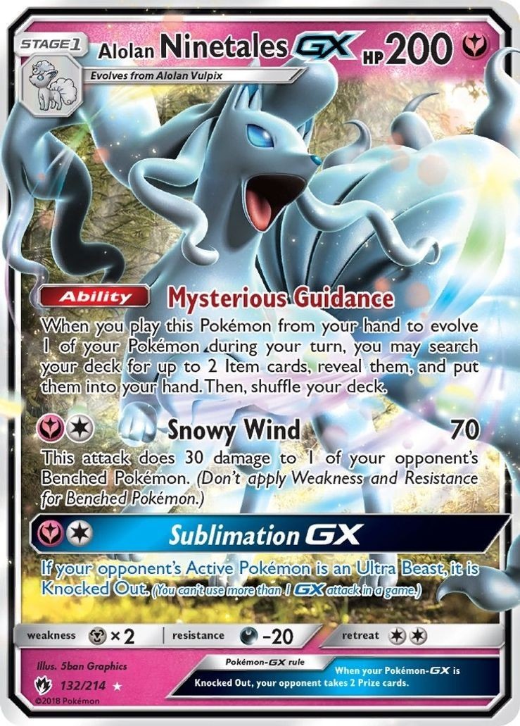Alolan Ninetales GX - 132/214 - Pokemon Lost Thunder Sun & Moon Rare Card NM
