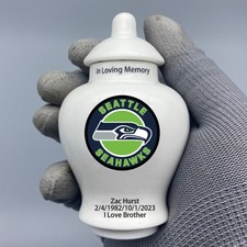 Ceramic Football Urn   Seattle Seahawks Theme, Custom Text