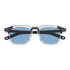 MISSONI - Two-Tone Square Horn Rimmed Sunglasses Black-Clear Blue Lens