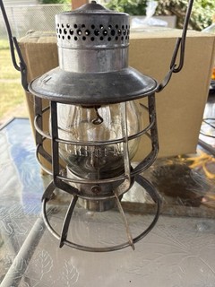 Railroad Lantern CRR OF NJ Tall Cast Globe Rare Early RR RY PA NY Dressel Lamp