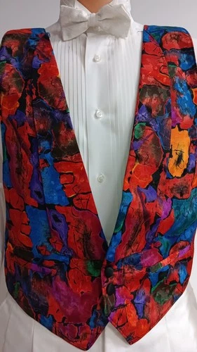 Vintage Colorful Abstract Print Tuxedo Waistcoat - product listing photo