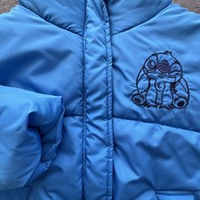Disney Stitch Jacket Youth XXS Blue Puffer Ohana STITCH Back Winter Coat