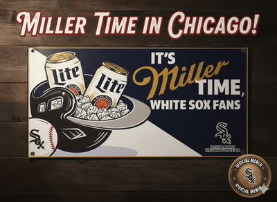 Miller Lite White Sox Banner 40x20 It's Miller Time Chicago White Miller Lite White Sox Banner 40x20 It's Miller Time Chicago White