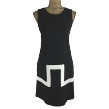 WD.NY Dress 4 White Black Mod Stripe Shift Lined Stretch Sleeveless Pockets