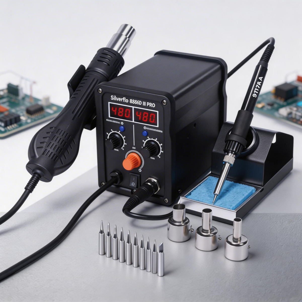Digital 780W 2in1 Soldering Iron Station Hot Air Gun Heat Rework SMD Tool
