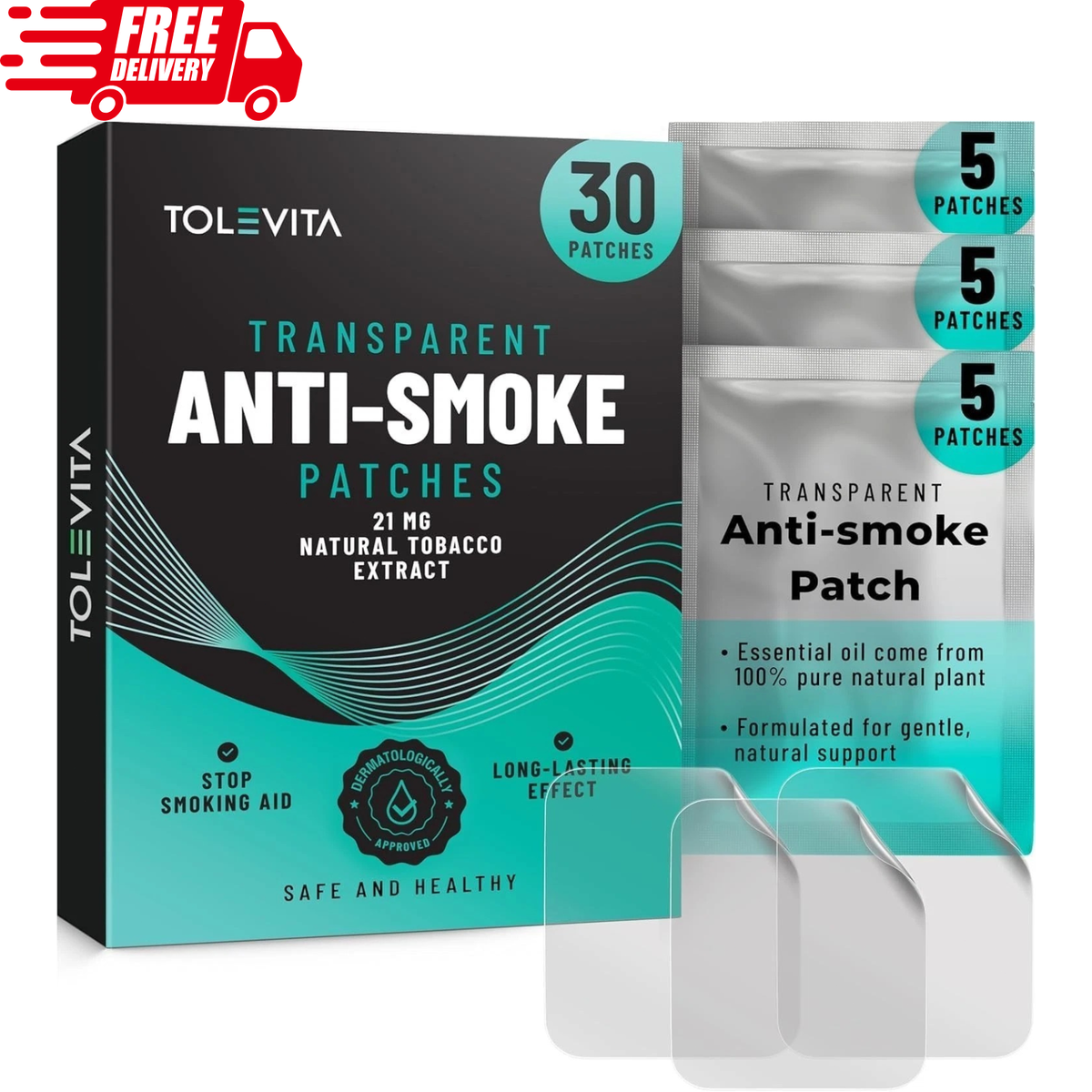tobacco relief medicine TOLEVITA Anti- Smoke Herbal Patches Transparent 21 mg | Quit Smoking  Patches
