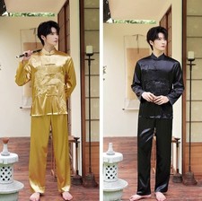 Tang Suit Men Hanfu Chinese Traditional Kung Fu Tai Chi Uniform Shirt and Pants