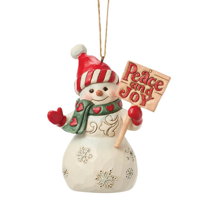 #ad Jim Shore SNOWMAN PEACE AND JOY SIGN HANGING ORNAMENT 6017302 BRAND NEW 2025 $26.01