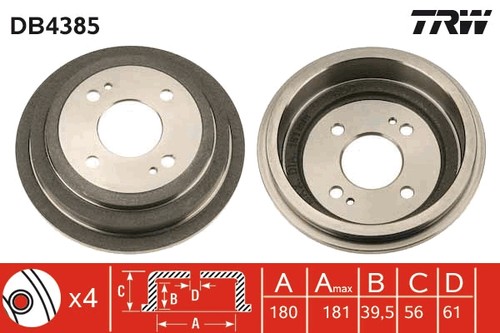 2x BRAKE DRUM DB4385 FOR EVERUS HONDA FIT/II/MONOCAB/III/ARIA/MK/IV CITY JAZZ - Picture 2 of 9