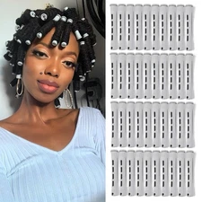 Perm Rods Set for Short Natural Hair 40pcs Gray Plastic Cold Wave Rods Hair C...