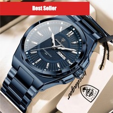 POEDAGAR Reloj Hombre Cuarzo Acero Inoxidable Luminoso Impermeable Informal