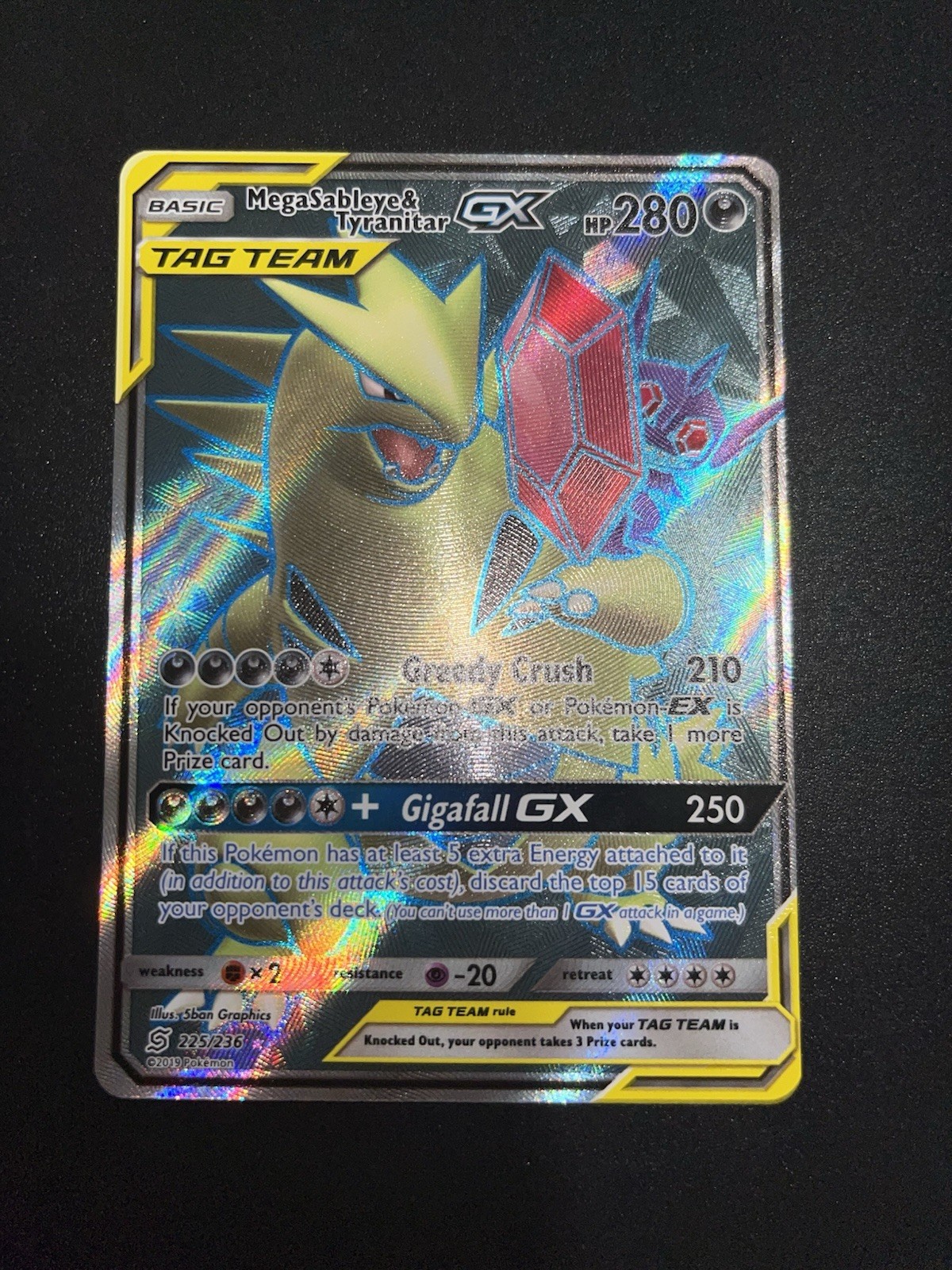 Mega Sableye & Tyranitar GX (Full Art) 225/236 Sm-Unified Minds Holo