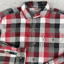 Carhartt Men's Heavyweight Flannel Shirt Medium Long Sleeve Button Red Plaid