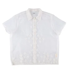 BODE Mens Ivy Applique Short Sleeve Shirt Button Up Ivy Design White L RRP 565