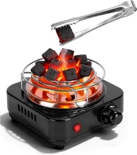 Electric Charcoal Burner,500W Hookah Coal Stove with Grill and Tongs 338℉-1022℉