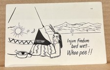 Postcard Humor LAFF Card  Injun Finding Bed Wet Whoo Pee! Unused 1950 Cooper’s