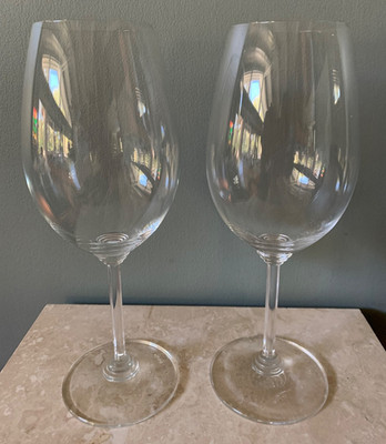 Two 2 RIEDEL JR Crystal Cabernet Magnum 9 3/4'' Wine Glasses Stacked Ribbed Stem