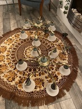 Pair Vintage Solid Brass Italian Style Chandelier 6 Arm Ceiling Lights Heavy