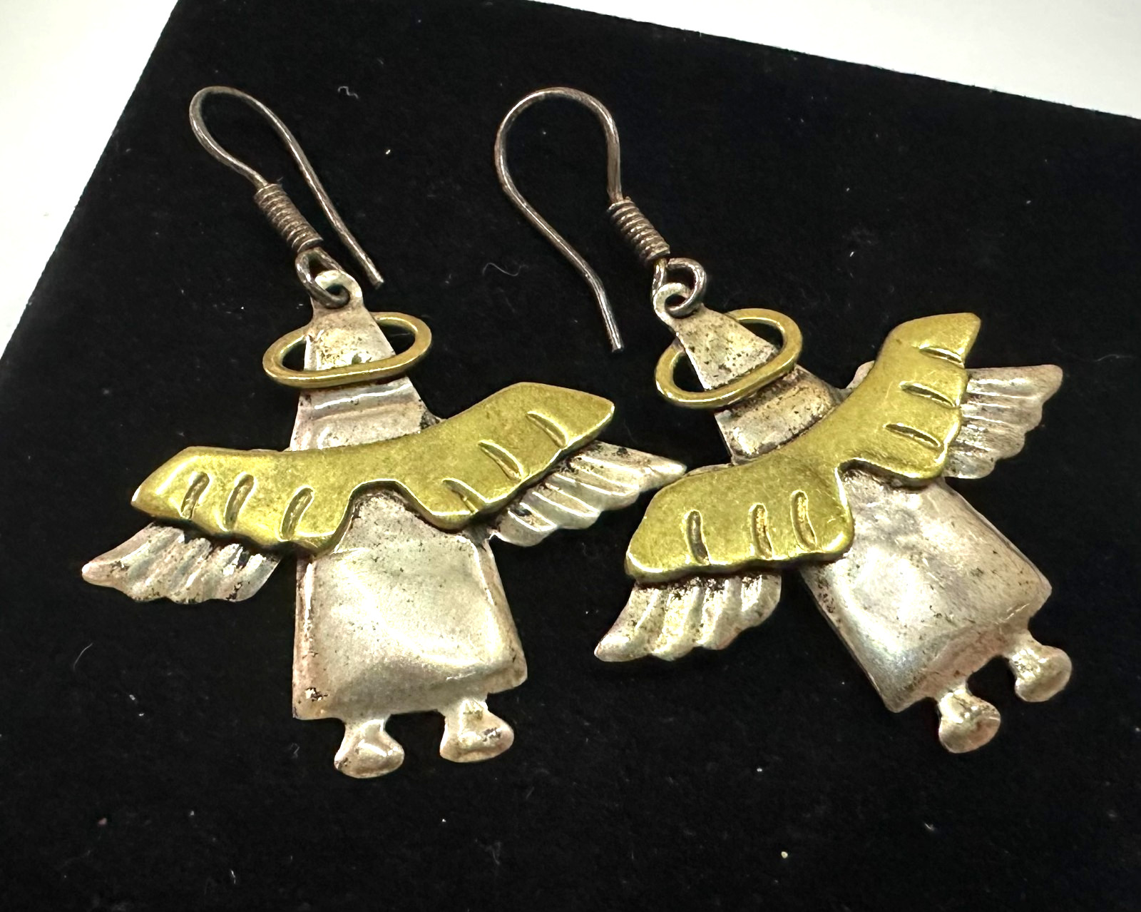 Vintage Angel Dangle Earrings MARKED Angels 925 Sterling Silver Jewelry Lot H