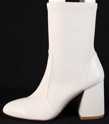 STUART WEITZMAN White Leather Almond Toe Block Heel Ankle Boots 9