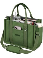 BESBESME Women  s Canvas Tote Bag with Zipper and Compartments   Mult