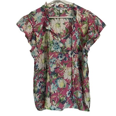 Counterparts Floral  Blouse Top Women s Size Large Pink Boho Chic New With Tags