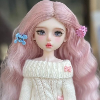 30cm BJD Doll + Cute Makeup + Blue Eyes In + Pink Wavy Hair