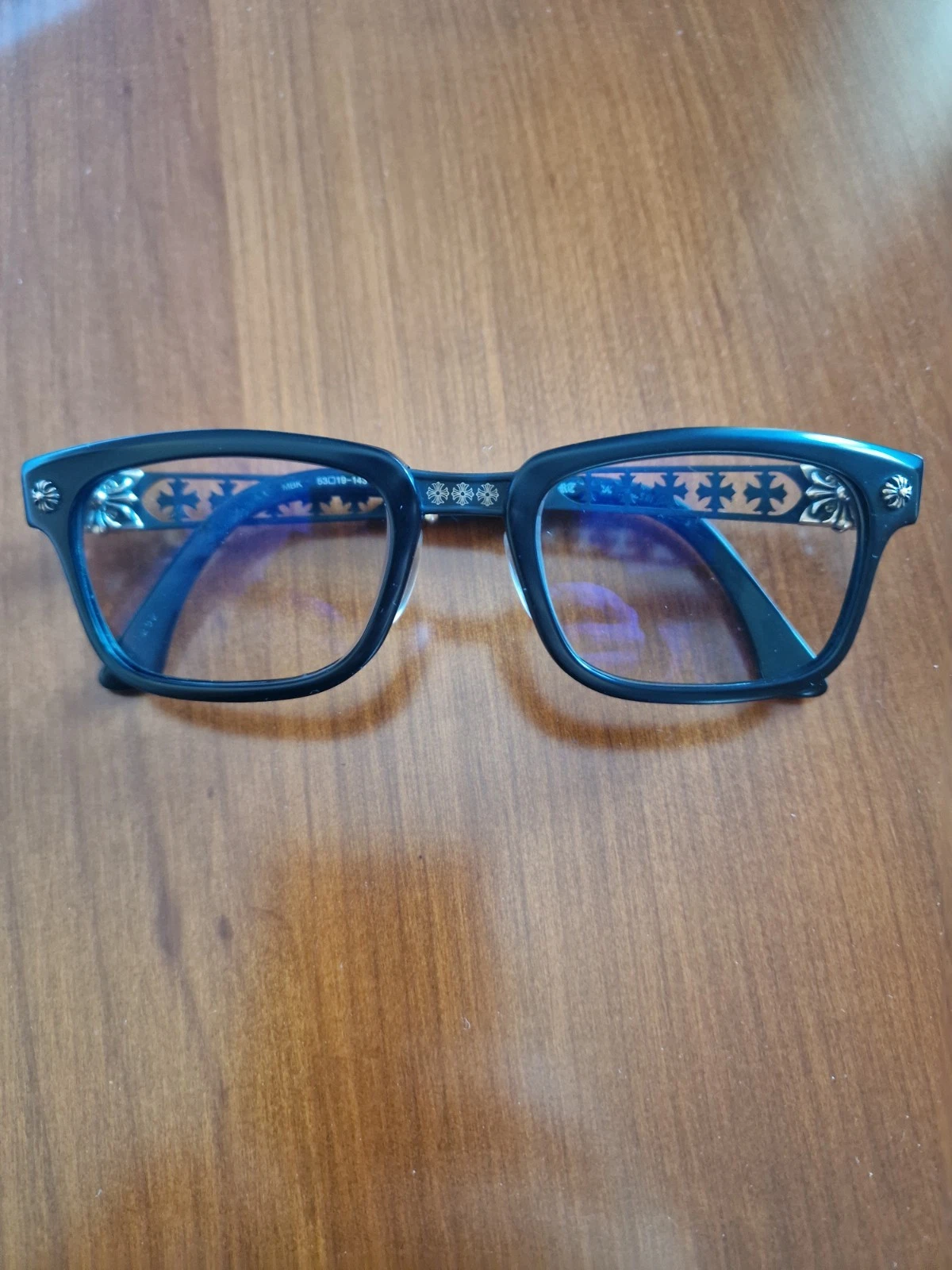 Chrome Hearts Instabone Black Plastic Clear Lens Glasses