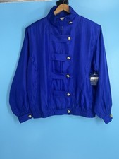 Vintage NWT Sheri Sport Silk Women s Blue Track Bomper Jacket Size: L