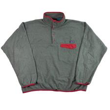 Patagonia Synchilla Mens T Snap Pullover Fleece Gray Red Trim Pocket Large