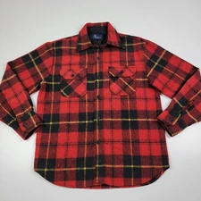 Vintage 70s Brewster Buffalo Plaid Tartan Flannel Shirt Jacket Shacket M Medium