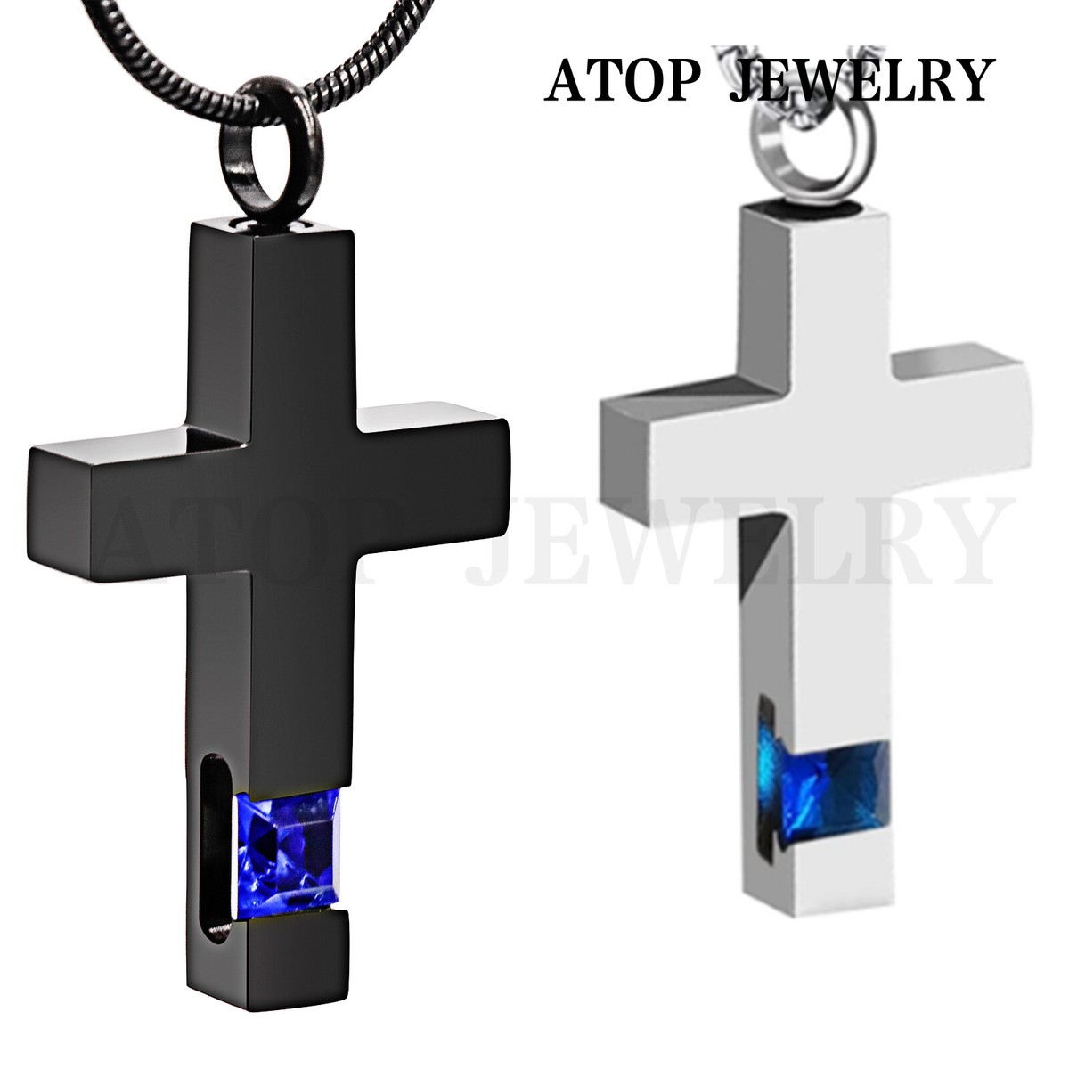 Cross Crystal Urn Necklace For Ashes Cremation Locket Pendant
