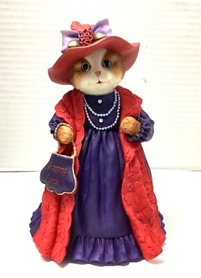Catnip Victorian Cat bank purple dress & bag red hat & scarf 7  BR73-RBK-A
