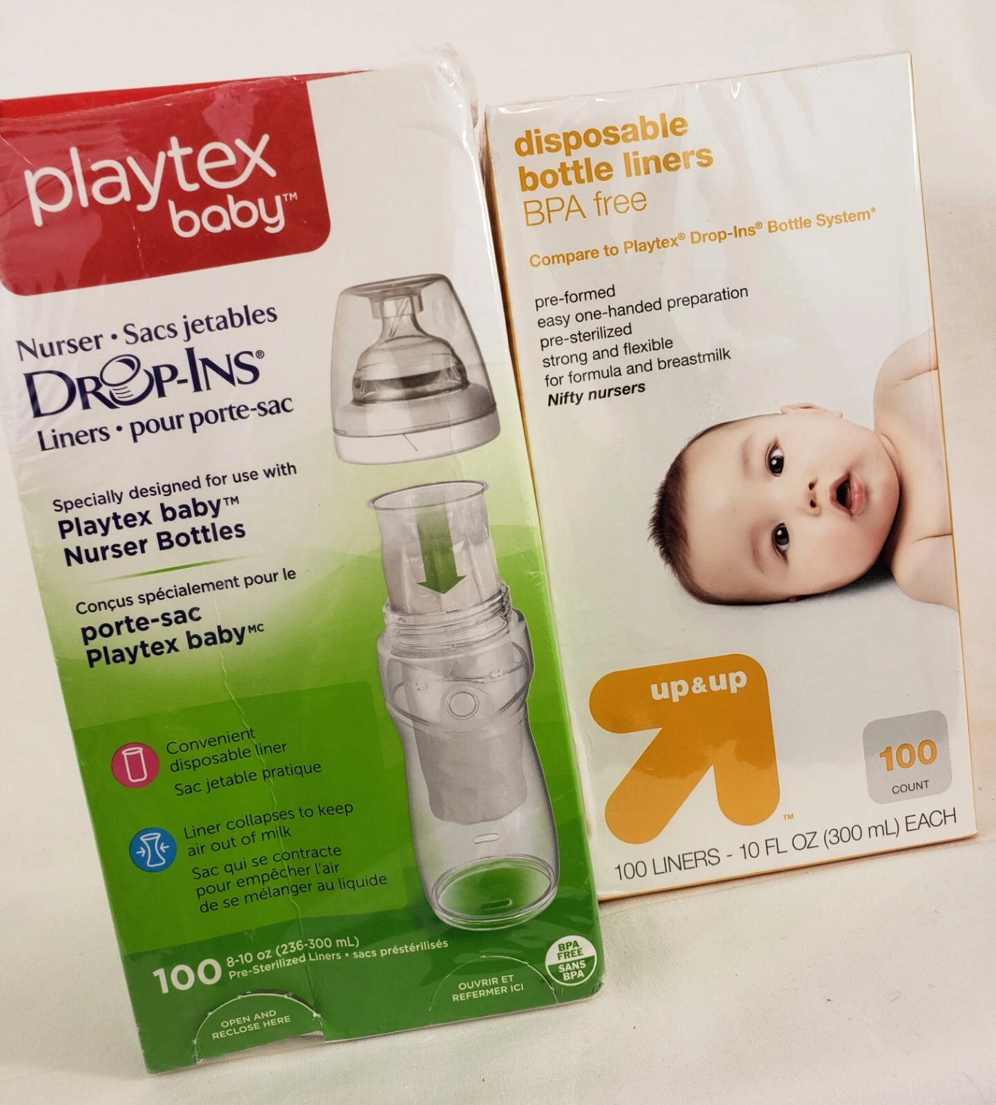 Playtex Drop-Ins * Total of 199 Baby Bottle Liners * 8-10 oz * Nifty Nurser READ