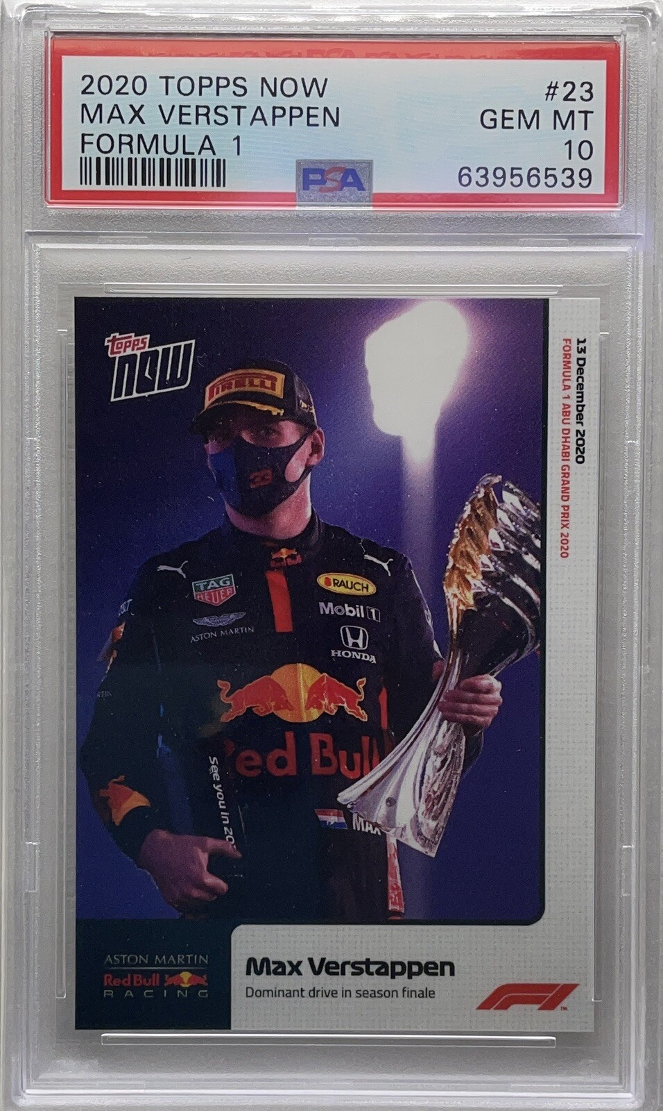 PSA 10 Max Verstappen 2020 Topps Now #23 Rookie Card RC