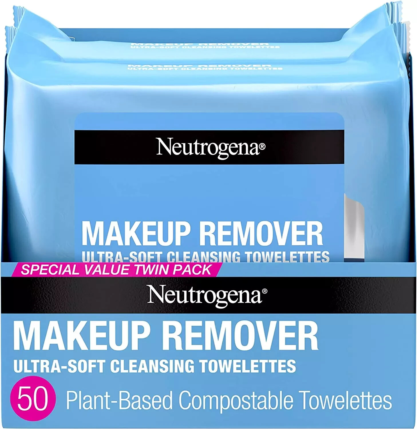 Gentle Waterproof Makeup Remover Wipes Twin Pack for Clean Skin-image