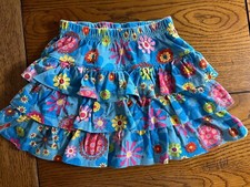 Hanna Andersson Tiered Skirt EUC Girls Blue Floral Size 100  4 