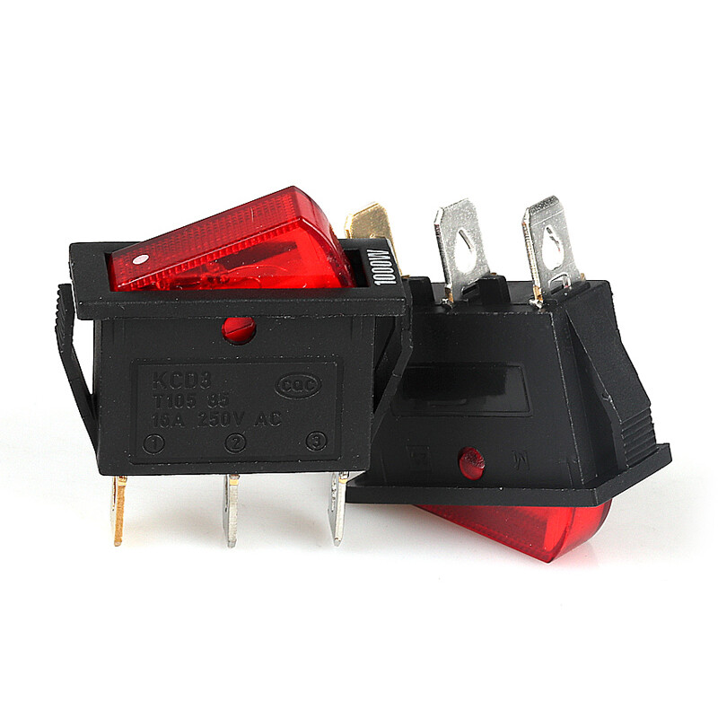 KCD3 Rectangular Rocker Switch 3 Pin 250V 16A ON/OFF Black/Red/Green ...