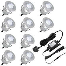 IP68 Outdoor LED Decking Lights 30mm Round Cool White 5W 6500K 10 Kit DEC10CW 