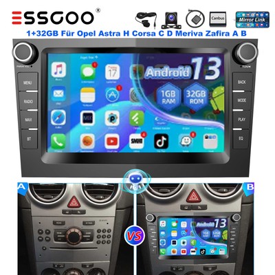 Android 14 Carplay NAVI Autoradio GPS +MIK KAM Für Opel Corsa C D Astra Zafira B