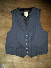 NWOT Wah Maker Men's SZ M Black Gray Patterned Frontier Western Vest Lapel USA