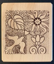 Inkadinkado Galerie Vernissage Sun Leaf Dove Flower Rubber Stamp
