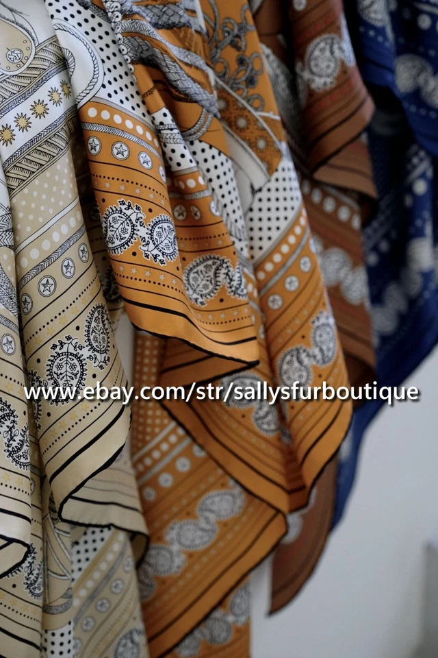 Sallys Boutique 16 Momme Twill Silk Wrap Scarf Aztec Print Square Shawl 35" - Image 3 of 4