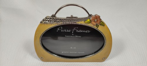 Sheffield Home Enamel Photo Picture Frame Handbag Purse Pink Pansy with Crystals - Picture 4 of 10
