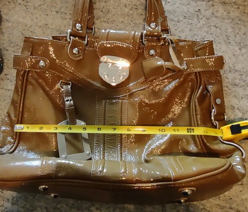 Via Repubblica Genuine Tan Brown Leather Handbag Purse Italy Lock/Key - Picture 10 of 12