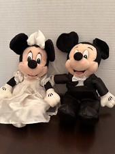 mickey and minnie bride and groom vintage plush disney t8