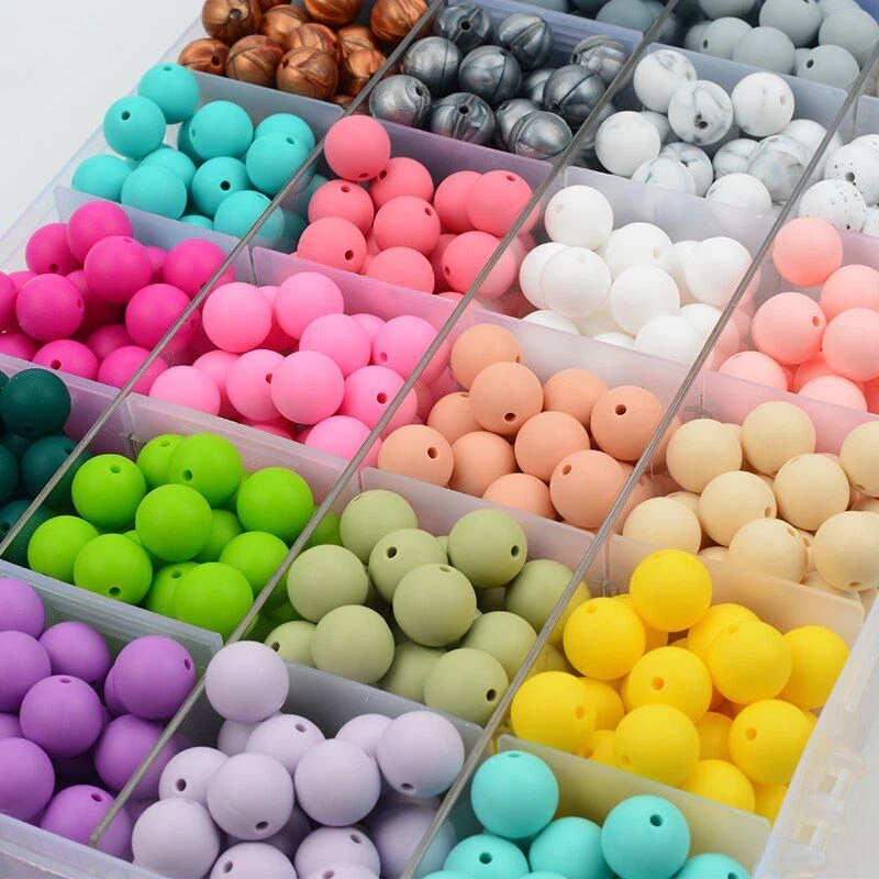 100pcs Round Loose Silicone Beads DIY Baby Jewelery Necklace Items BPA Free  9mm