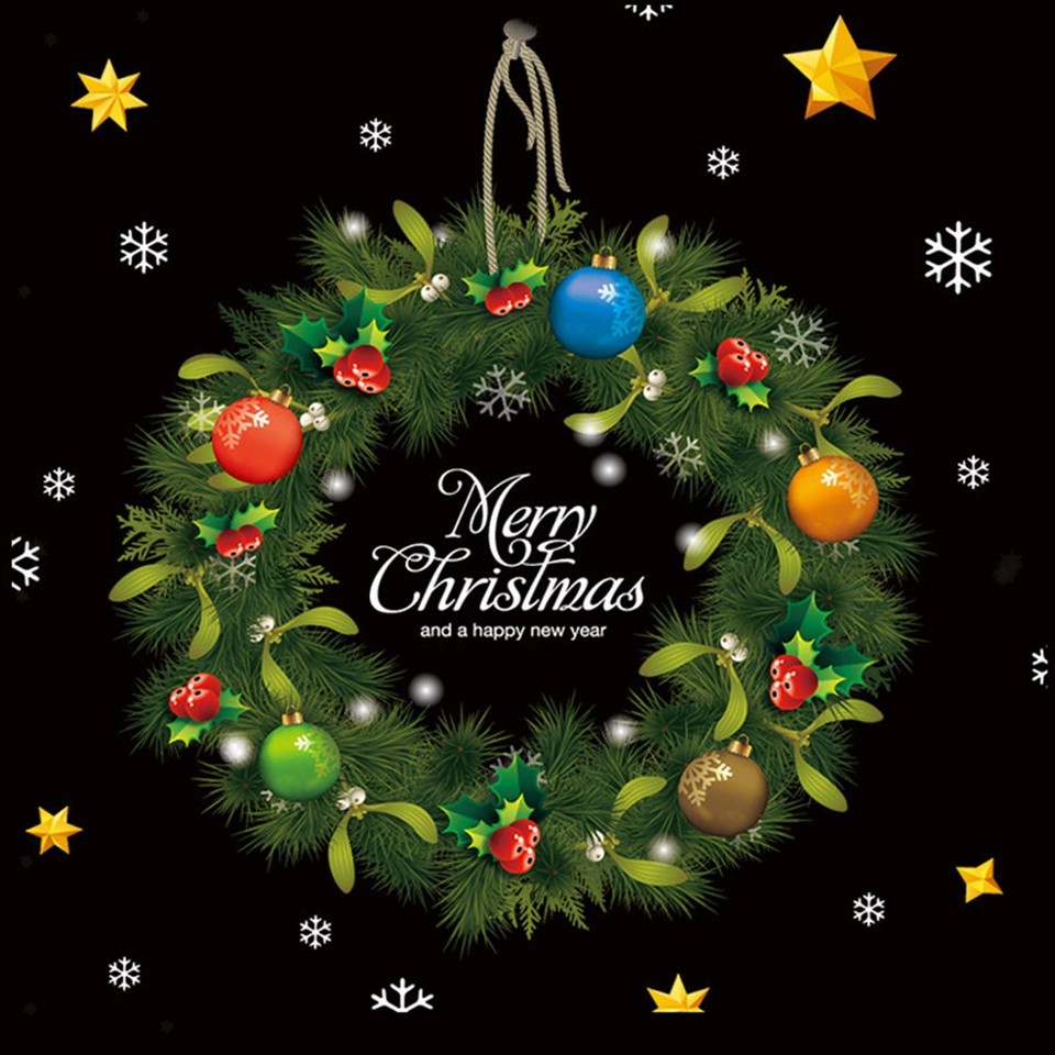 Christmas Wreath Stickers PVC Window Stickers for Door Window Glass eBay