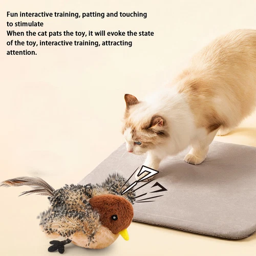 Bird Cat Toy Simulated Chirping Bird Interactive Cat Toy Rechargeable Flapping - Picture 10 of 12